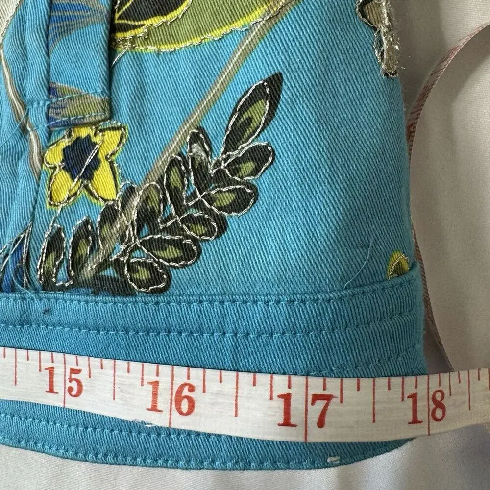 Chico's Blue Floral Open Front Lightweight Jacket Women's Size 0 (US Small)